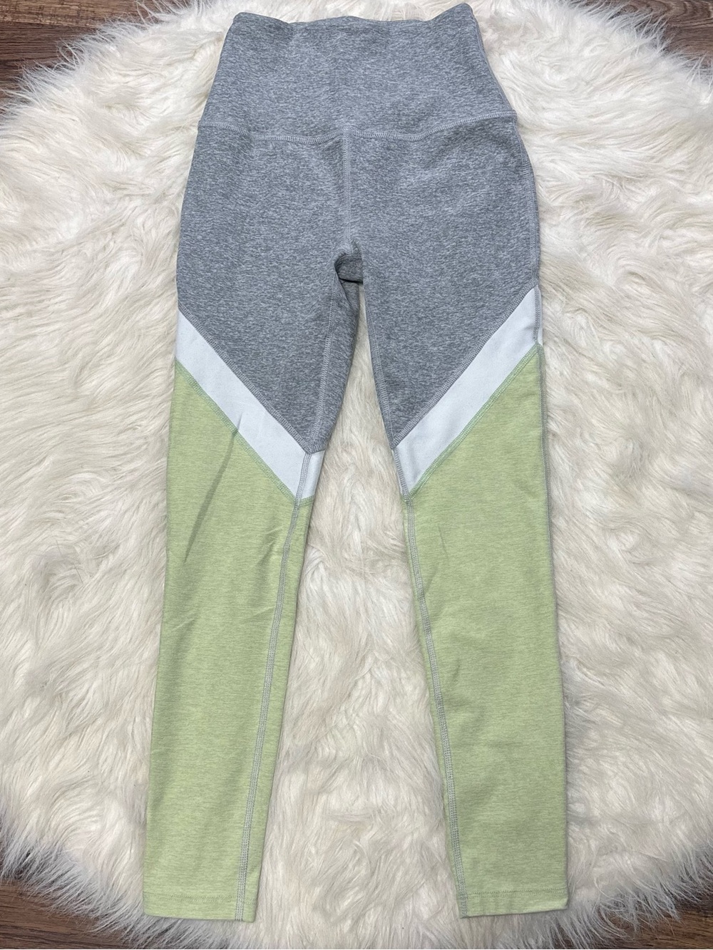 Beyond Yoga Space Dye Gray, White & Light Green Athletic Leggings - Women’s XS